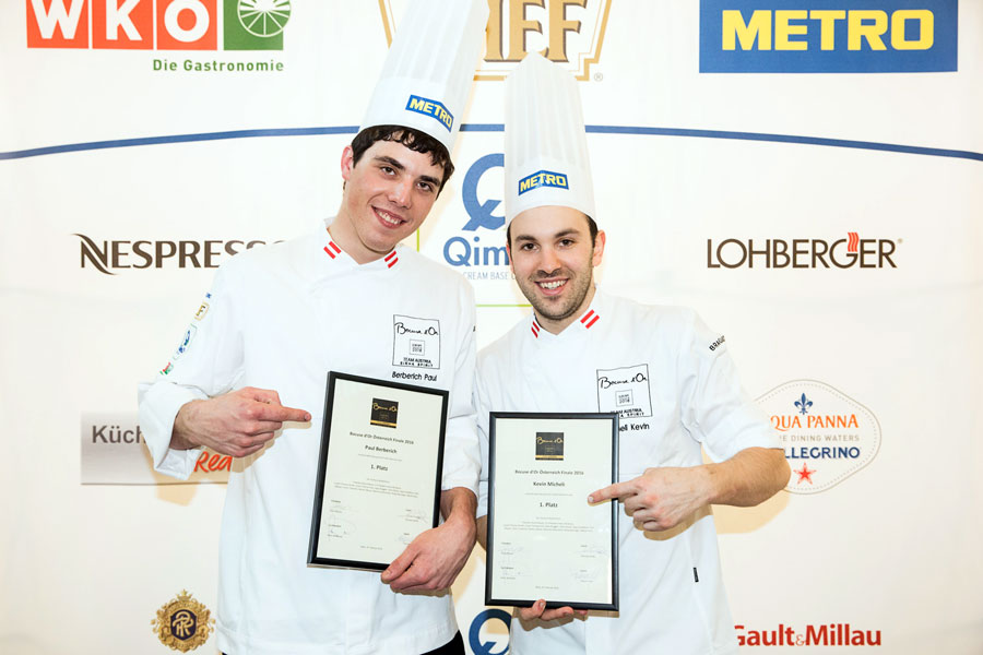 Foto: Bocuse d’Or Österreich/Stöcher Gewinner Bocuse d’Or Österreich Berberich Micheli Sieger BDO Stöcher