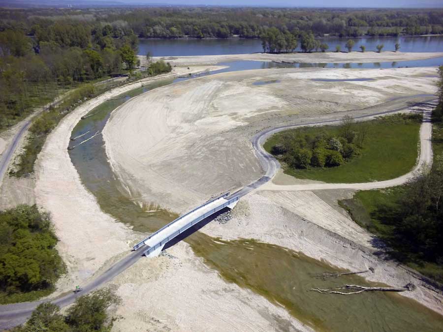 Donauradweg mit neuer Aulandschaft