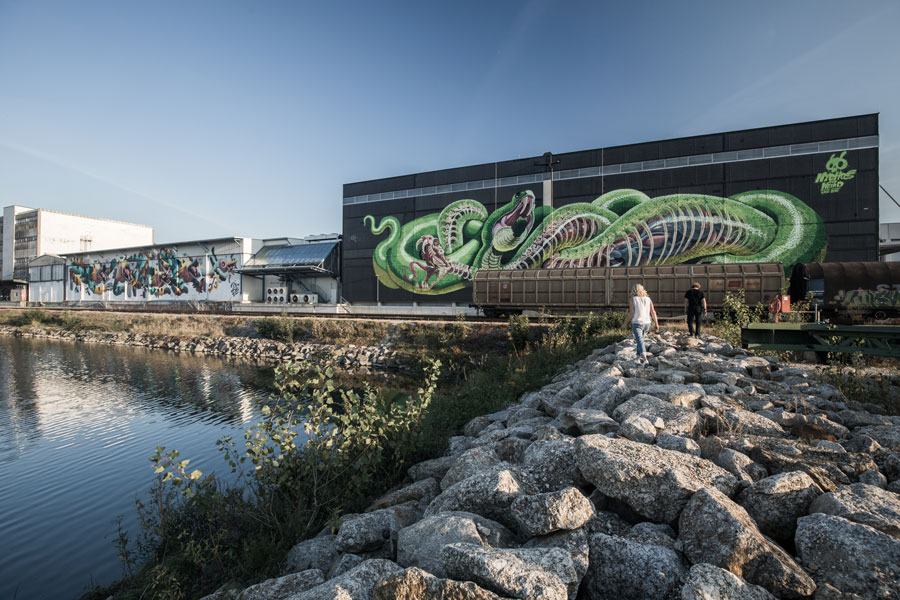 Größte zusammenhängende Graffiti-Galerie Hafen Linz