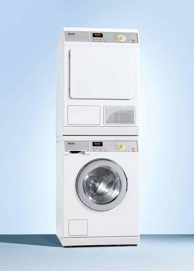 Foto: Miele Das Million Edition Set kann auch als Wasch-Trockensäule aufgestellt werden und spart dadurch wertvollen Platz.