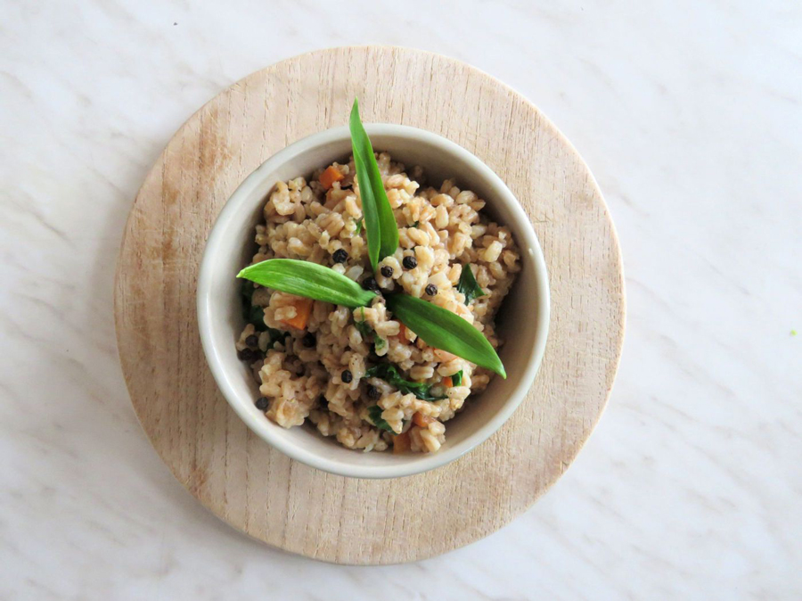 Rezept für Dinkel-Bärlauchrisotto Wildkräuter