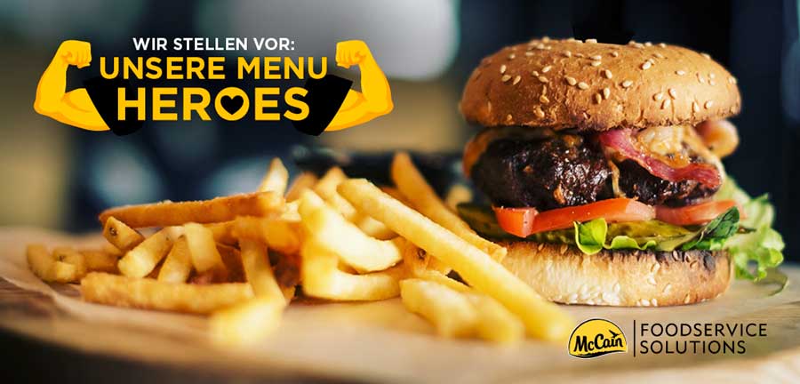 Dürfen wir vorstellen ... die Menu Heroes von McCain. - Food - Bildmaterial GASTRO Online Burger 1000x480px als Smartobjekt 1