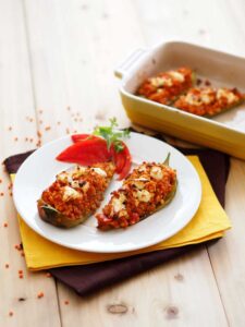Paprika mit Linsenfülle